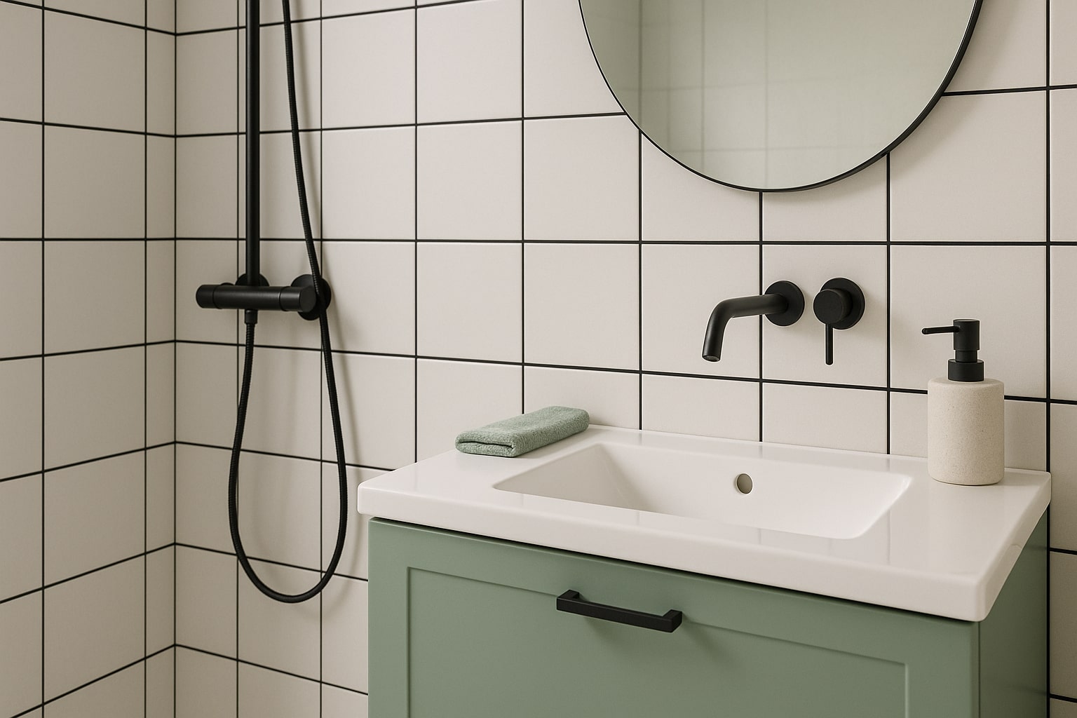 zwarte voegen badkamer,zwarte voegen