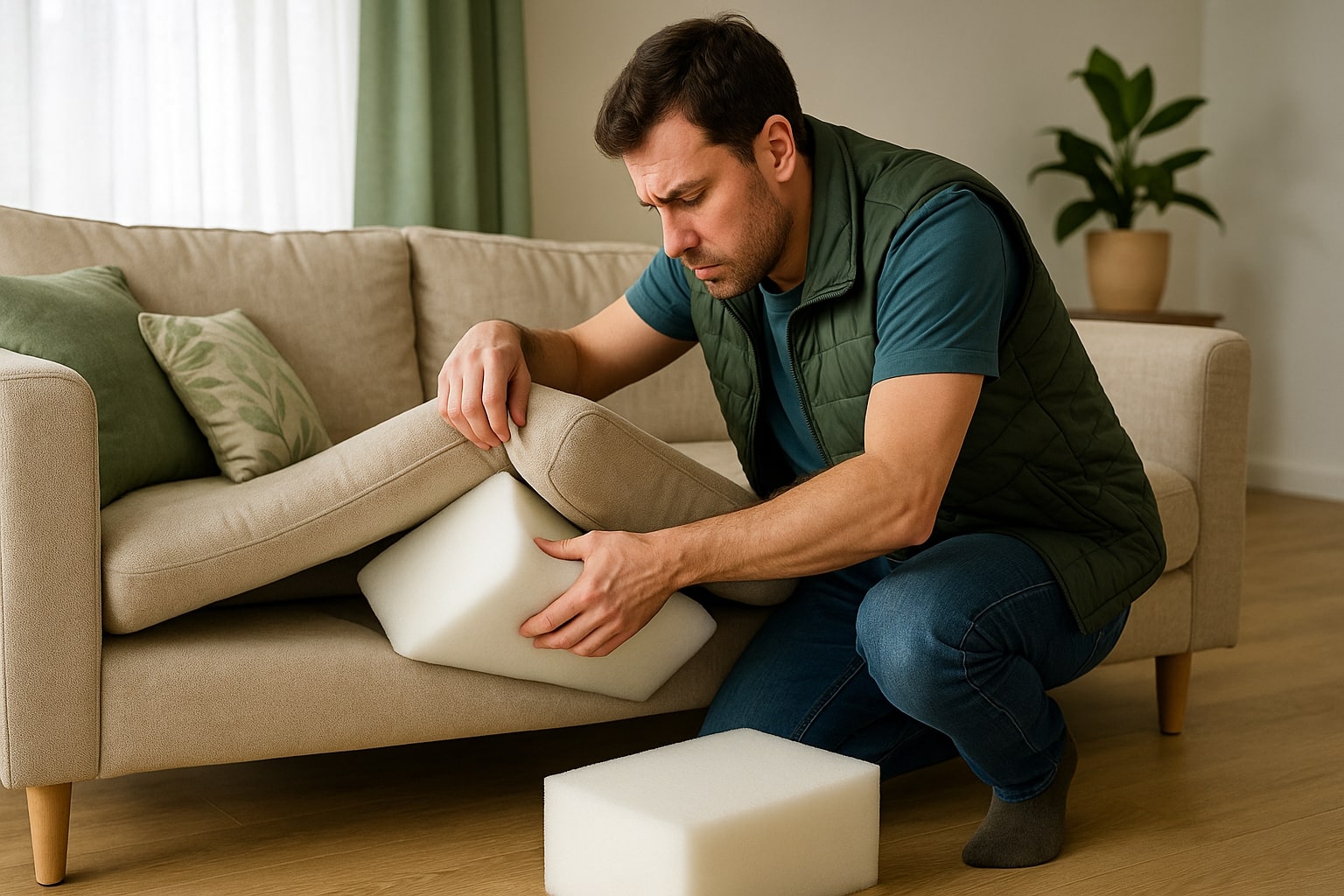 doorgezakte bank opvullen,doorgezakte bank