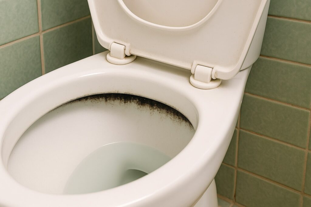 zwarte aanslag onder wc rand,zwarte aanslag