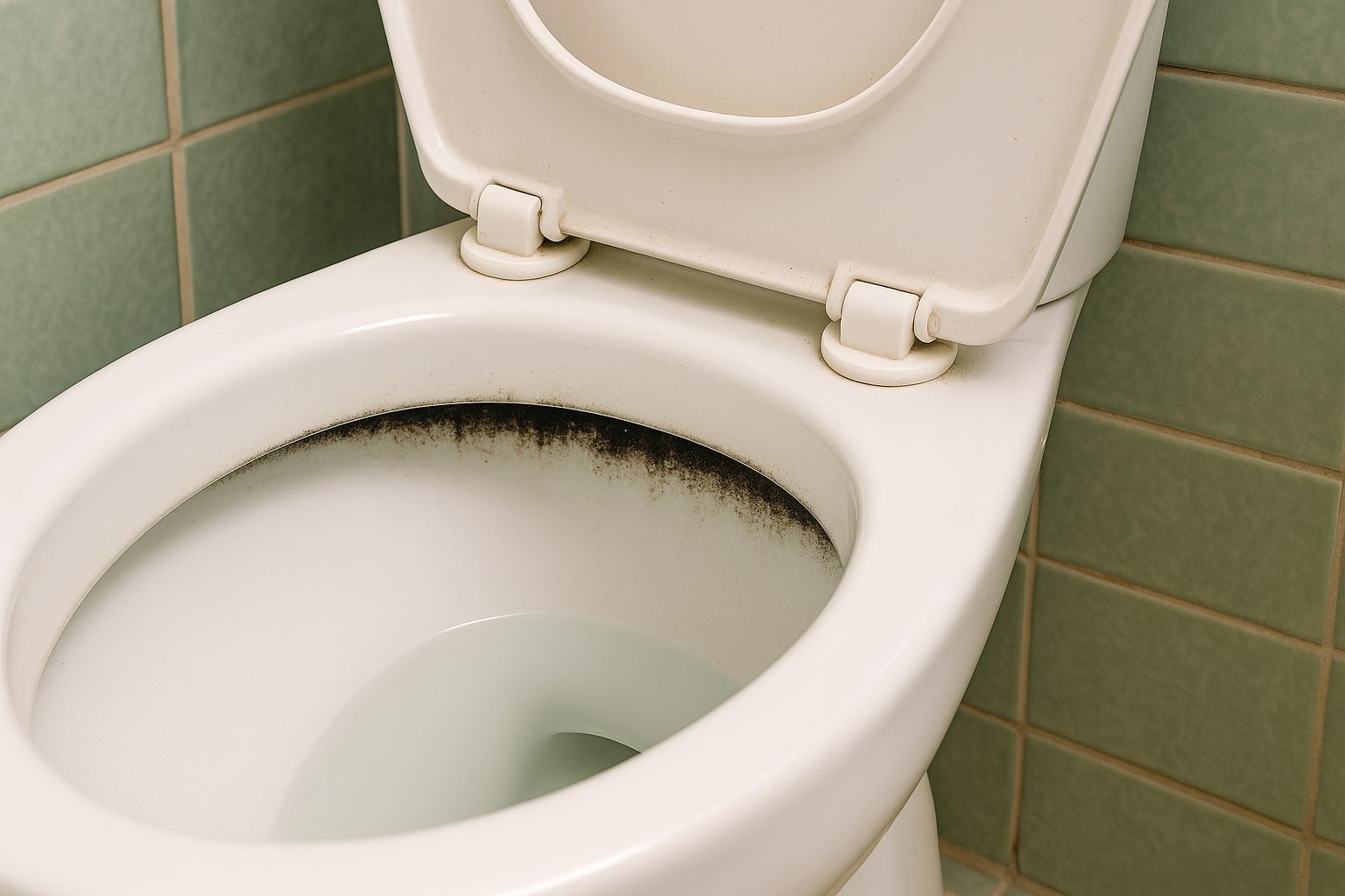 zwarte aanslag onder wc rand,zwarte aanslag